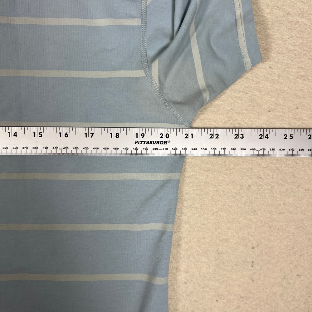 BYLT Mens Drop Cut Lux Striped Short Sleeve Shirt Blue Size Large - Picture 6 of 7